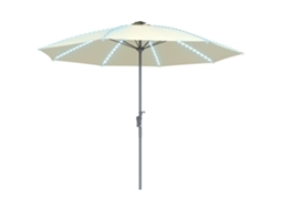 Ombrellone da esterno per patio con luci LED, protezione UV50+, palo in alluminio, manovella, tetto ventilato, Ø300x256 Cm, crema ZENCORE SERVICES