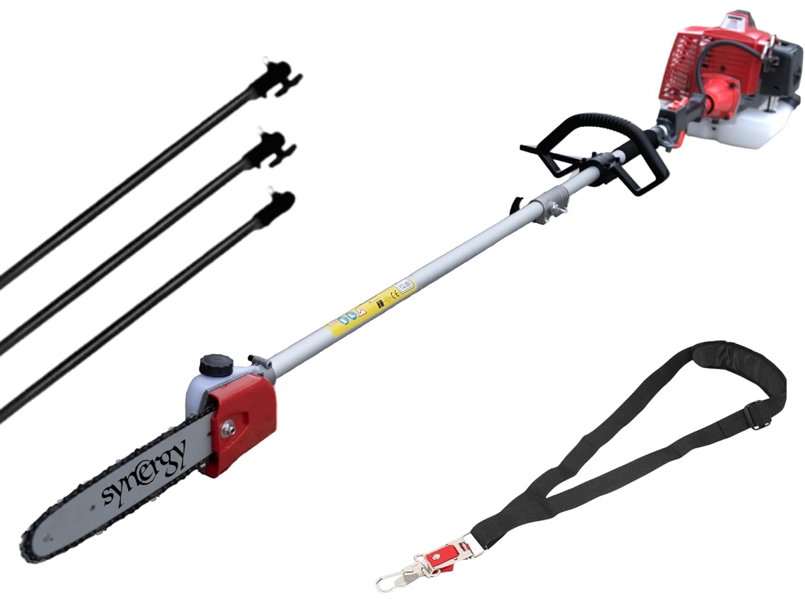 Motor A Gasolina Synergy 65cc 4,9hp A 2 Tempos, Lâmina De 25 Cm, 3 Extensões E Correia De Suporte Profissional