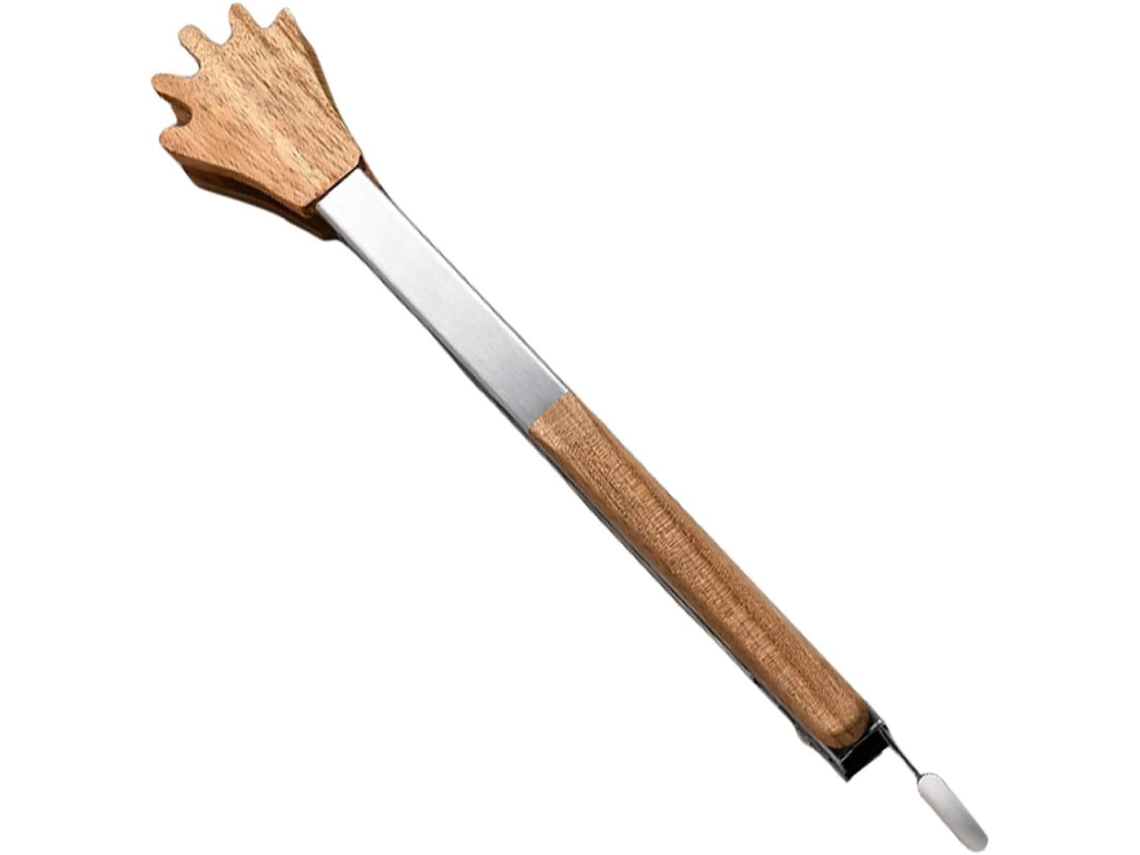 Pinça De Cozinha Aboofan Em Aço Inoxidável Com Cabos Madeira Isolamento Térmico, Design Criativo Anti Escaldante, 23cm