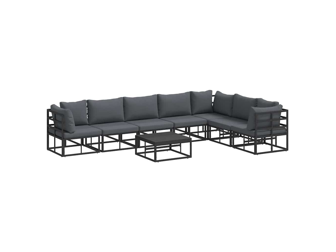 Conjunto 8 Conjunto De Sofá De Jardim Vidaxl Preto Alumínio (353 X 213 X 71 Cm)
