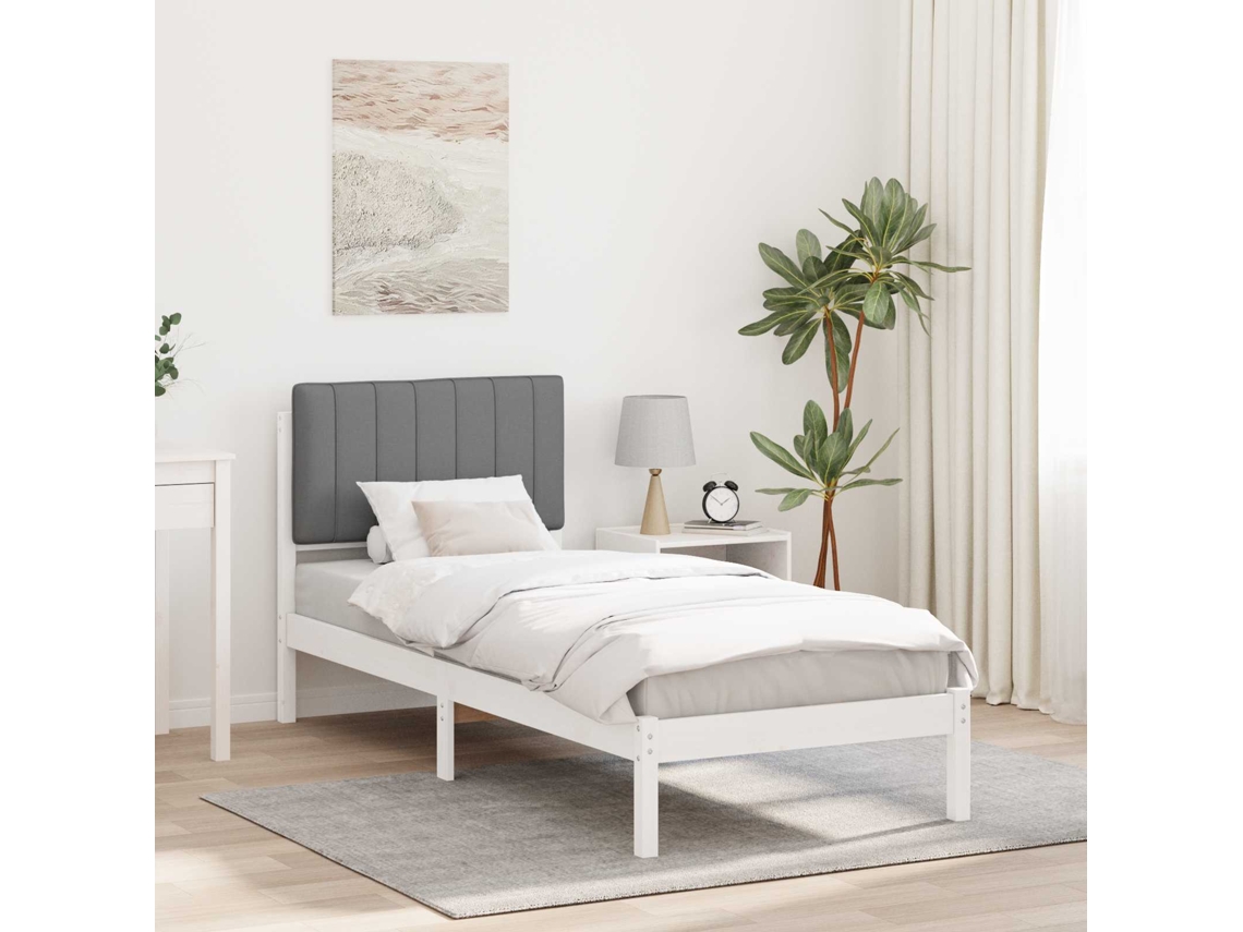 Vidaxl Estrutura De Cama Com Cabeceira Estofada Cinzento-claro