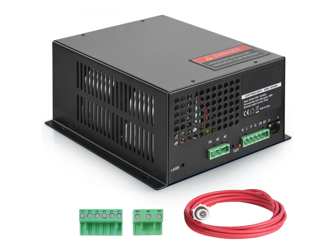 Fonte de alimentação de laser de CO2 de 80 W com tripla proteção, controle PWM e design robusto Tekmaquinas