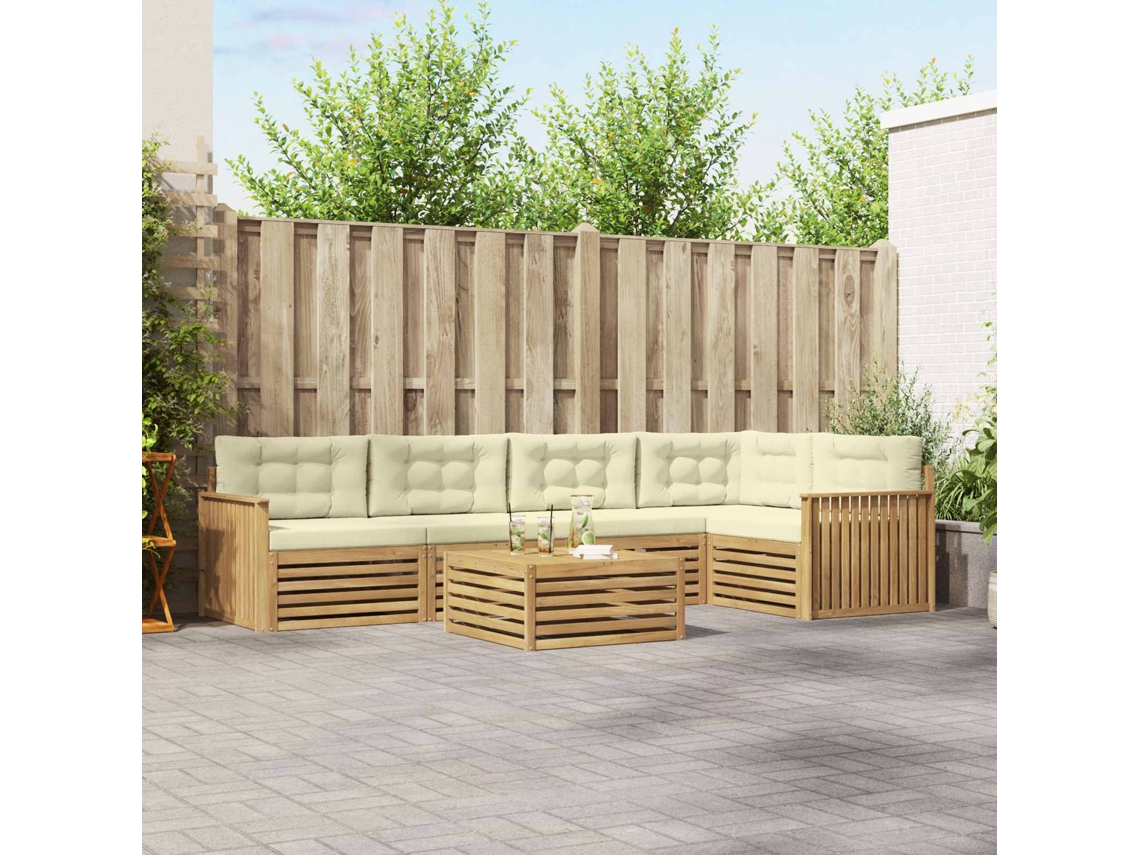 Vidaxl Conjunto De Sofás Para Exterior 6 Unid. Branco E Creme