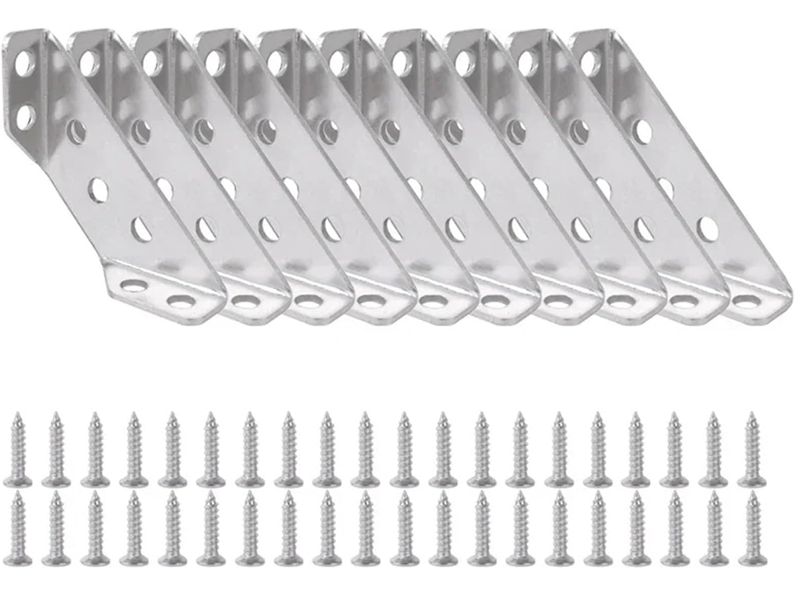 Conjunto De 10 Suportes Canto Em Aço Inoxidável Para Móveis, Conectores De Prateleiras Angulares, Suportes Para Armários