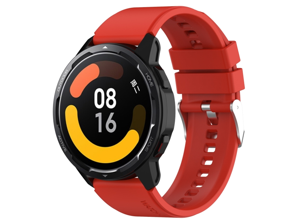 Bracelete Para Samsung Galaxy Gear S3 Frontier - Silicone Com Cabeça Saliente - Fivela Prata (22mm) - Vermelho