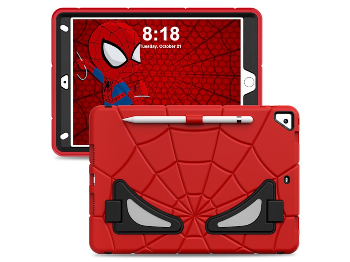 Capa Infantil Para Tablet, Cor Vermelho E Preto, Compatível Com Ipad 10.2, Resistente A Impactos