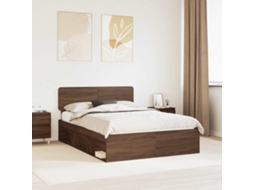 Vidaxl Estrutura Da Cama Com Cabeceira Carvalho Marrom 140 X 200 Cm