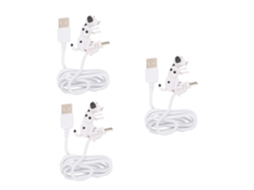 Conjunto De 3 Cabos Usb Tipo C Com Design De Filhote, Acessório Durável E Portátil Para Dispositivo Gokoco