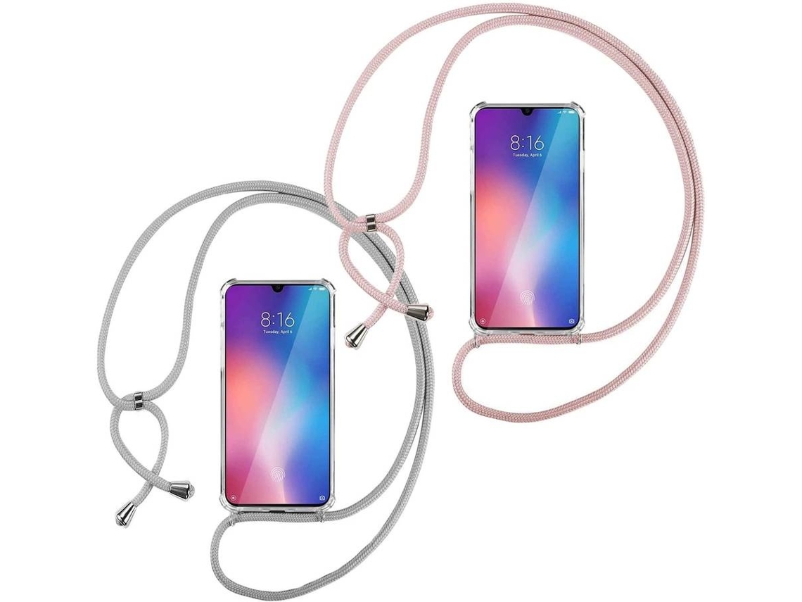 Pack 2 Capas Para Xiaomi Redmi Note 8t, Com Cordão, Transparente/cinzento - Elysve