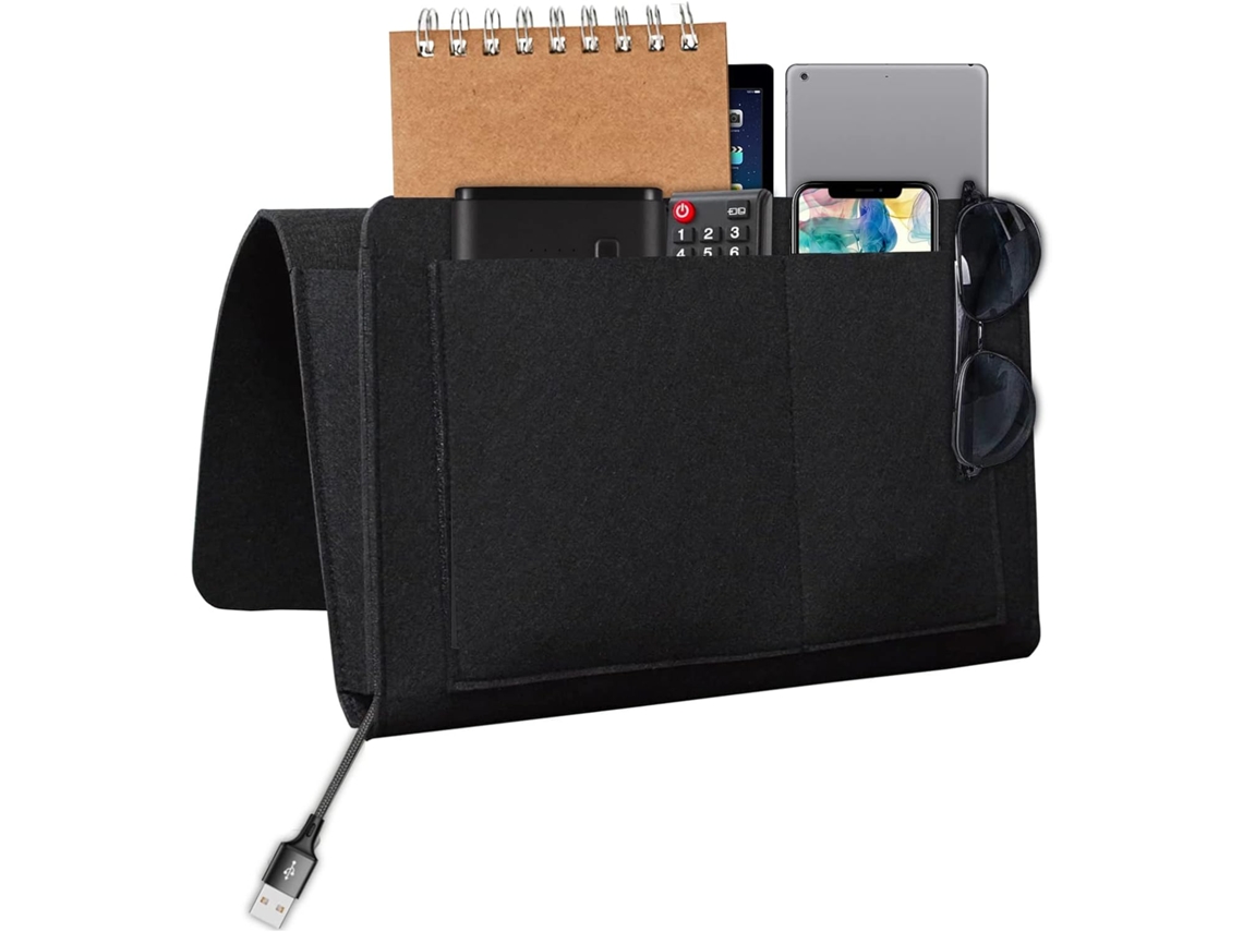 Organizador de apoio de braço para sofá-cama preto Slowmoose com controle remoto