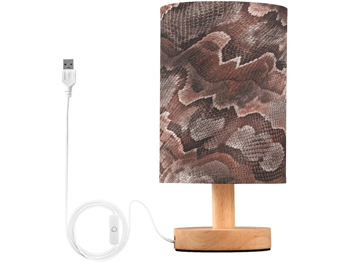 Abajur De Cabeceira Com Estampa Cobra, Portas De Carregamento Usb C, Luminária De Mesa Cabeceira, Luminária De Leitura