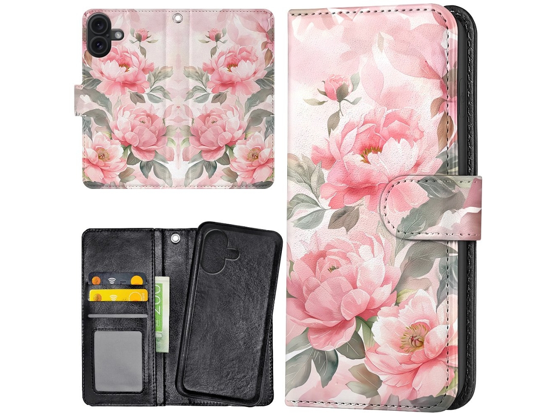Capa Carteira Para Iphone 17 Com Estampa De Flores
