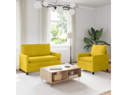 Vidaxl Conjunto De Sofás 2 Pcs Amarelo Veludo
