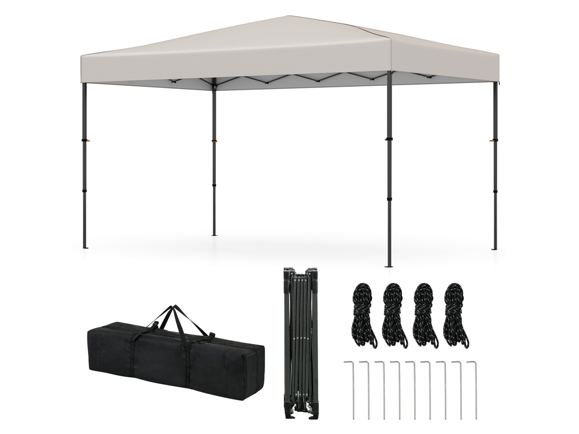 Tenda Dobrável COSTWAY altura ajustável 3,65x2,25m tecido Oxford bege