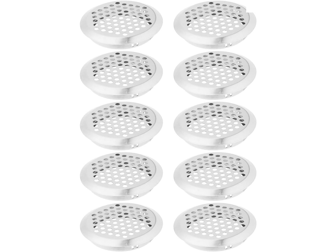 10 Grelhas De Ventilação Redondas Em Aço Inoxidável Para Guarda-roupa/armário