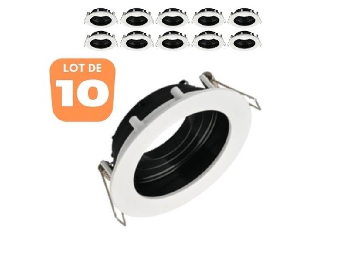 Conjunto de 10 Beta R3 Round White/Black Spot Suporta Mr16 Gu10/Gu5.3 BRAYTRON