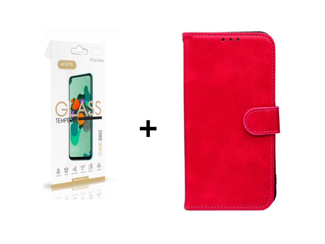 Pelicula De Vidro Normal Accetel Alcatel 1s 2019 E Capa Livro Premium Alcatel 1s 2019-vermelho-zt-5588