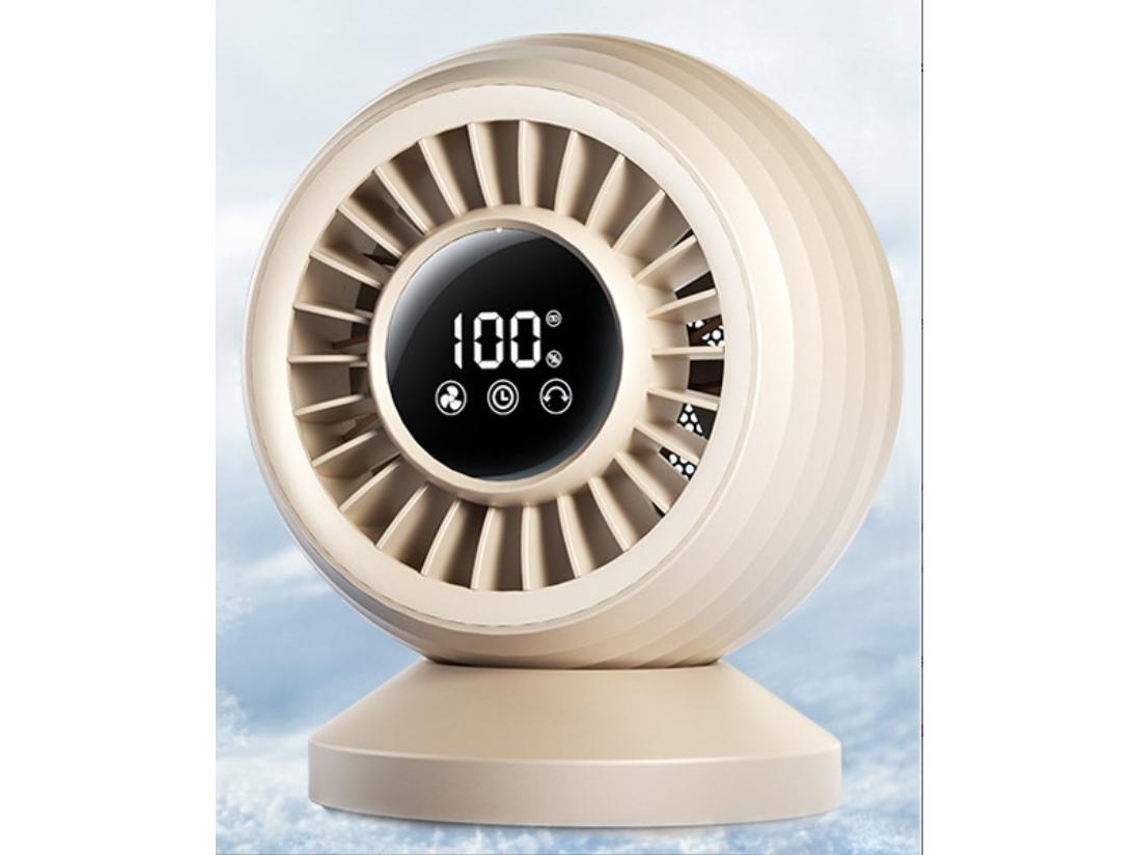 Ventilador Recarregável com Visor Digital, Função de Circulação de Ar e Porta Usb. MDUG (bege 8000mah)