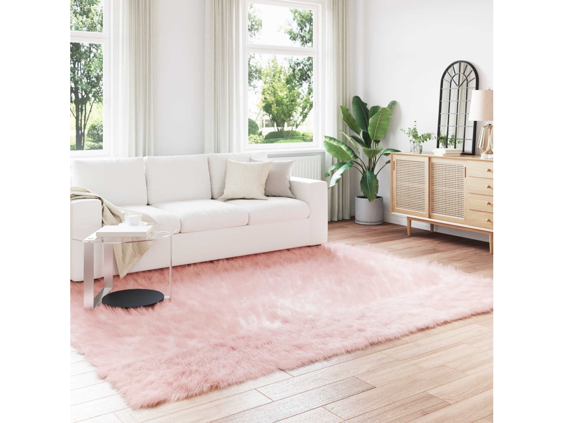 Vidaxl Tapete De De Ovelha Sintética Tafalla Rosa 200 X 280 Cm