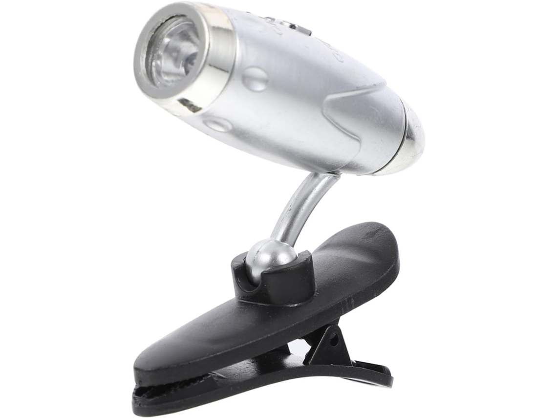 Mini Luminária De Leitura Portátil Led Com Clipe Galpada, Em Plástico Prateado, Ajustável Para Uso Na Cama