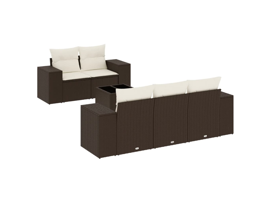 Conjunto de 6 Sofás Jardim com Almofadões Vime Pe Castanho MAISON EXCLUSIVE (80x200 cm)