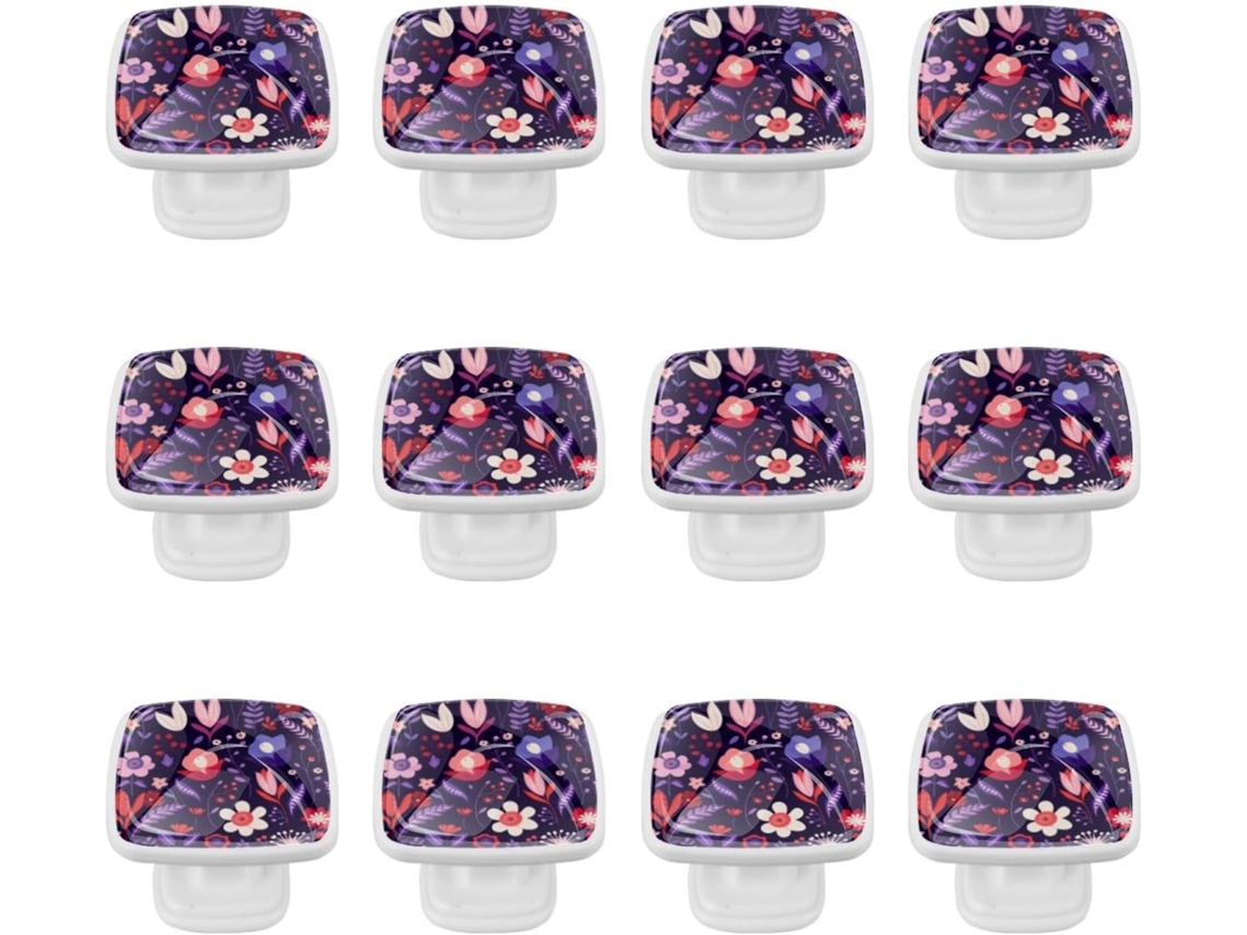 Puxadores E Maçanetas Quadradas Para Armários De Cozinha, Conjunto De 12 Peças, Com Um Lindo Design Floral De Margarida