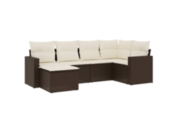 Maison Exclusive - 6 Pcs Conjunto De Sofás Jardim C/ Almofadões Vime Pe Castanho