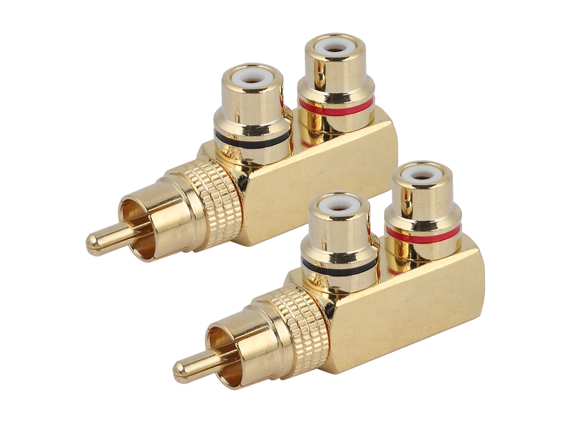 Conjunto de 2 Conectores Divisores Av, Rca Macho para Fêmeas, Adaptador Áudio e Vídeo. AQUAFORGE