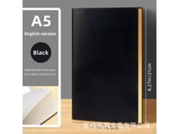 A5 Thick Vintage Softcover Lined Notebook With Sprayed Edges, Geometric Pattern Black