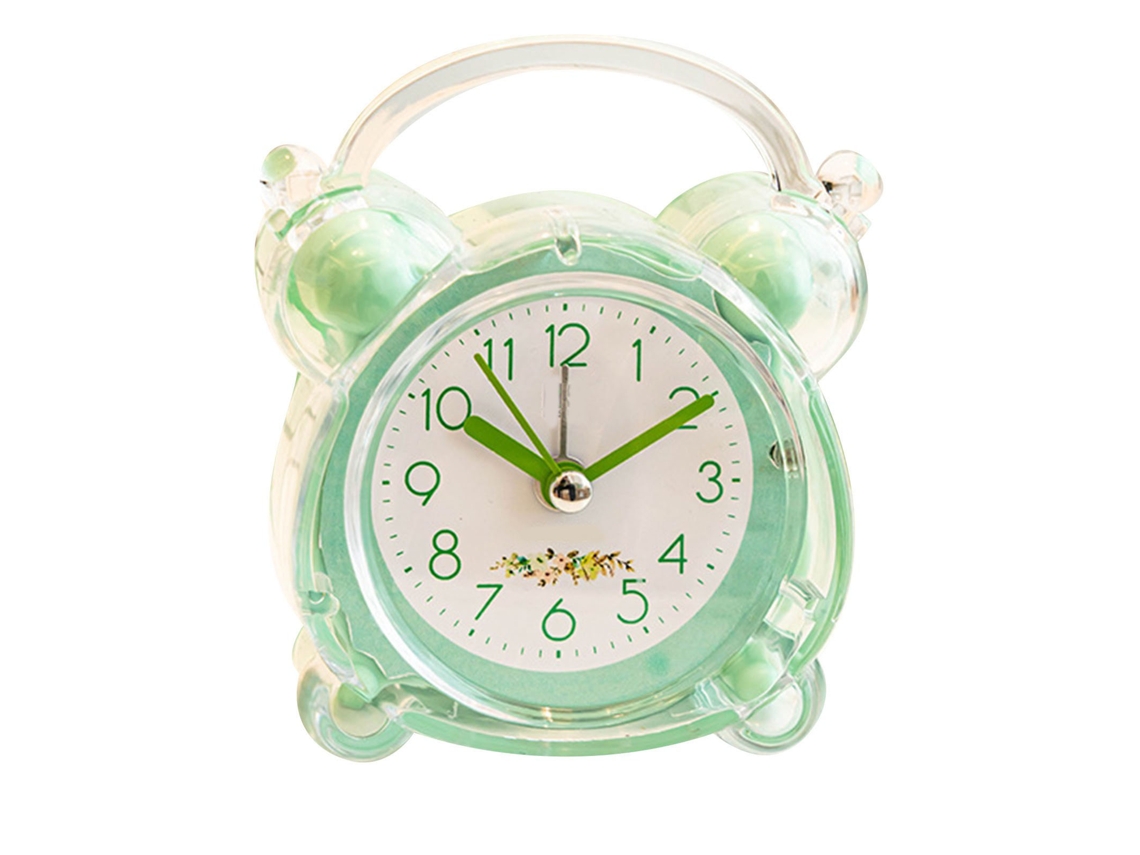 Reloj Despertador Niños Diseño Cartoony Doble Campana Abs Fuerte para Dormitorio Mesa Verde