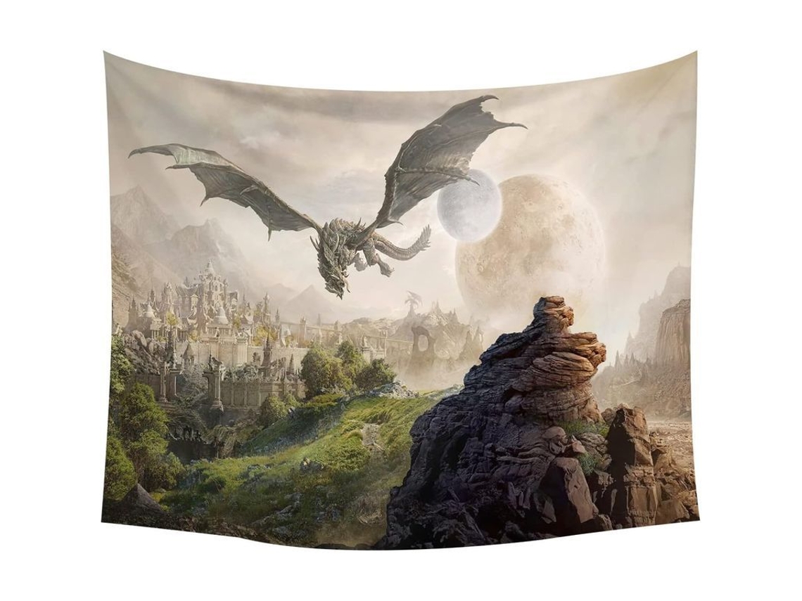 Tapestry Pared Paisaje Mágico Dragón Volador Arte Pared Decoración Dormitorio Sala De Estar