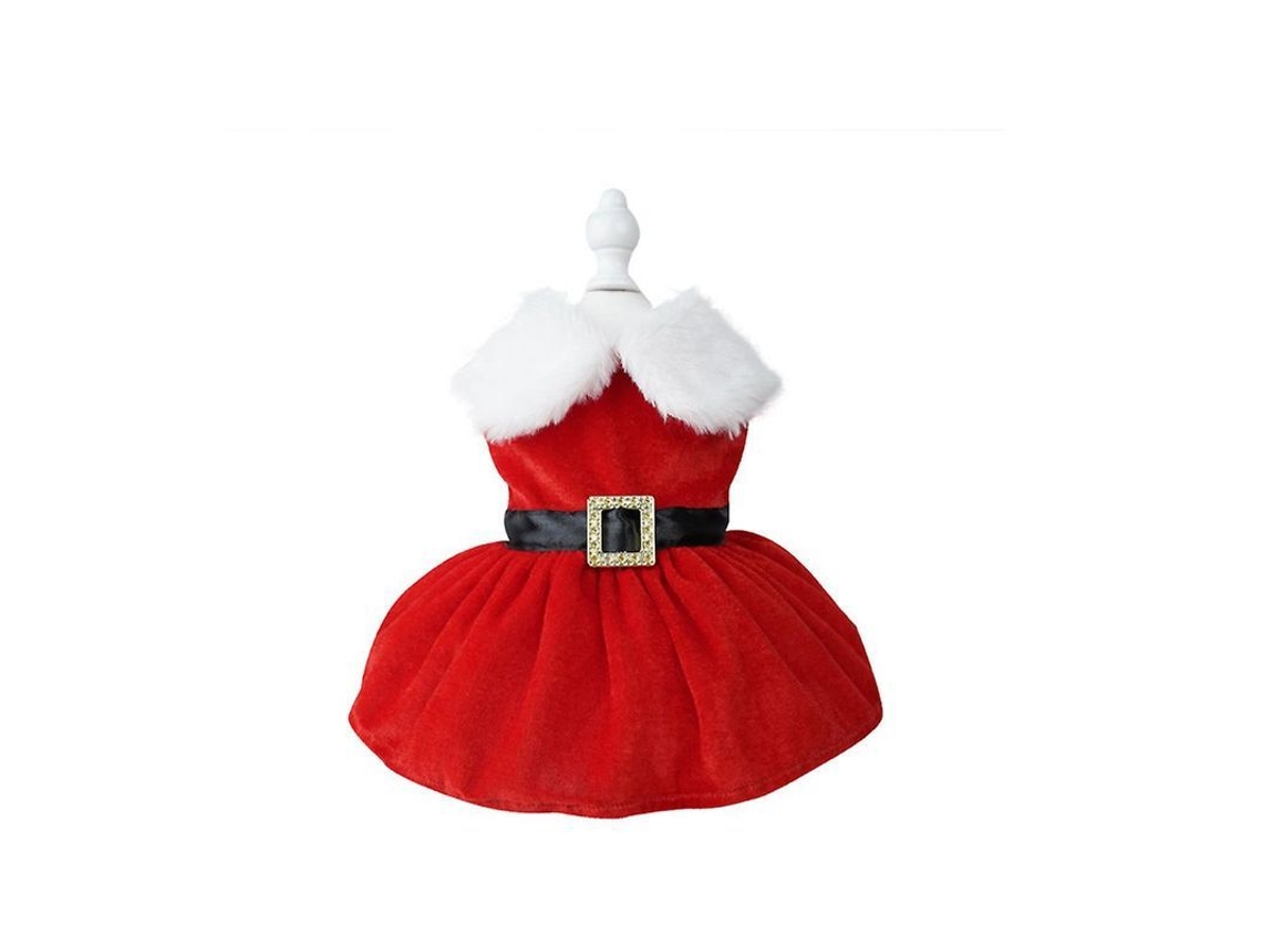 Fantasia de Papai Noel para Cães e Gatos com Gola de Pele para Festa de Inverno 2026 - Ideal para Cães e Gatos