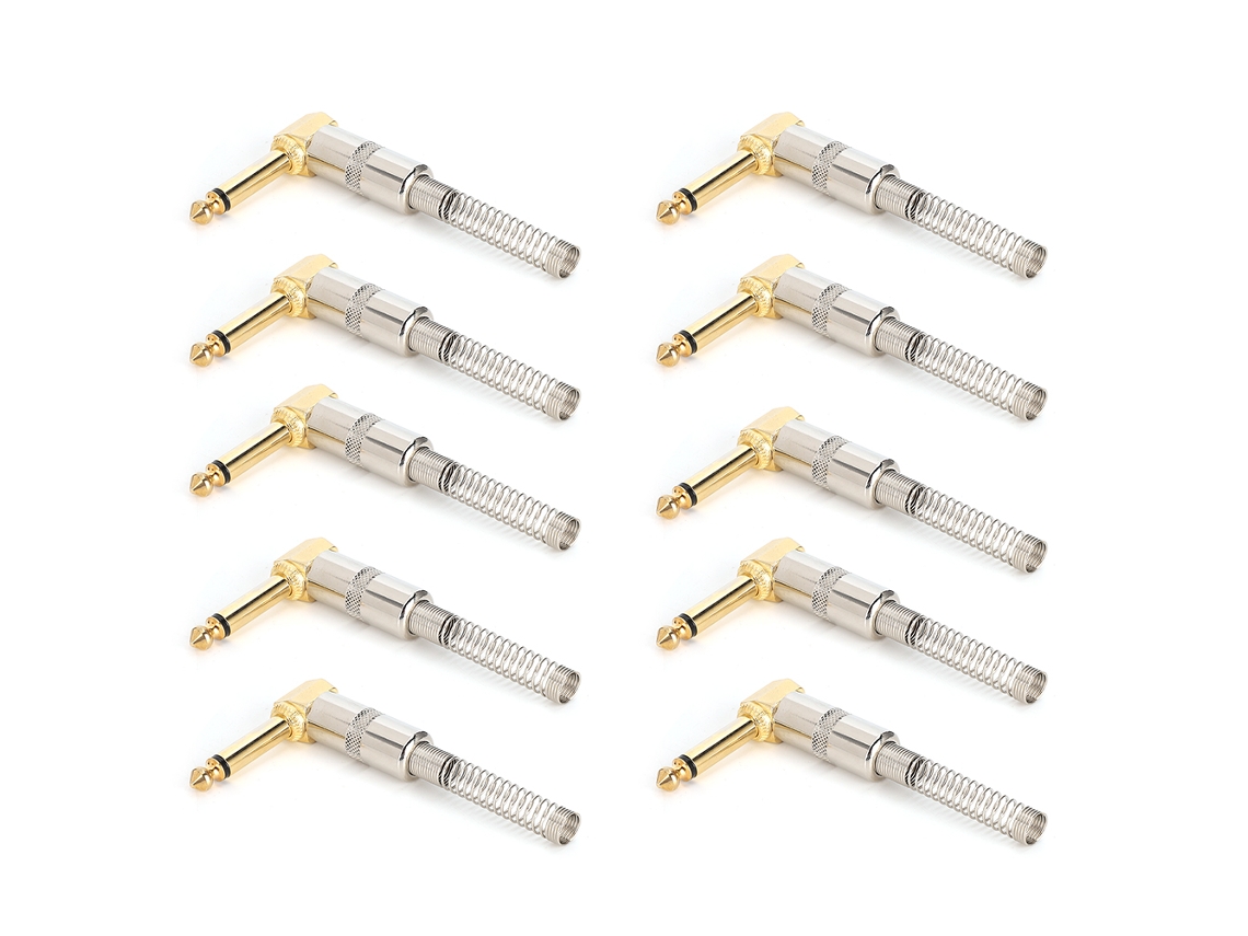Aetheria conector Macho 6,35mm Mono Curvo 90 Graus para Cabo de Guitarra Elétrica Microfone Diy Solda
