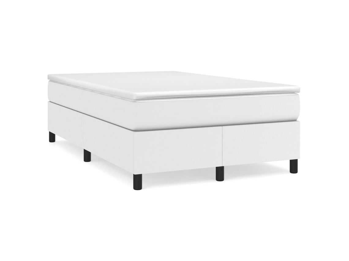 Vidaxl Cama Boxspring Com Colchão 120x190 Cm Couro Artificial Branco