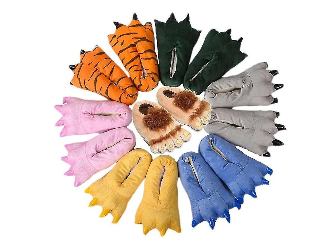 Sapatos com estampa de pata de animal peludo para adolescentes e adultos, tamanhos 27 a 44, ideais para cosplay, festas e inverno. Antiderrapantes.