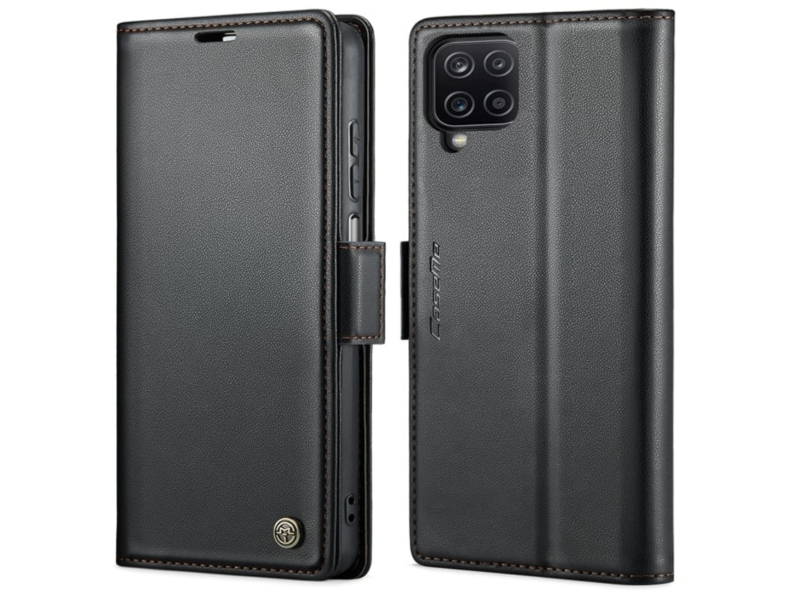 Capa Para Samsung Galaxy A12 5g Borboleta Fivela Litchi Textura De Telefone De Couro Rfid Antirroubo Preta