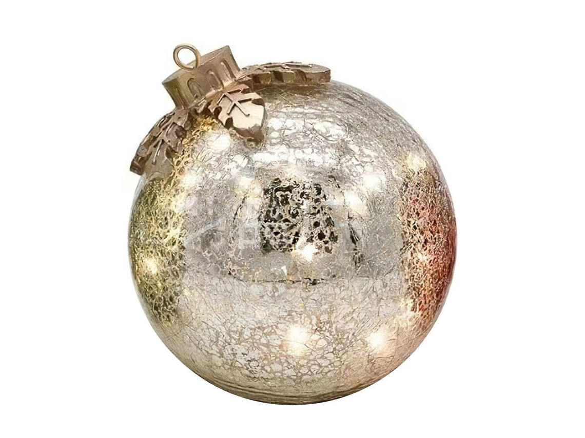 Globo De Vidro Led De 6 Polegadas Com Efeito Rachado, Operado Por Bateria, Para Decoração De Mesa Ou Natal