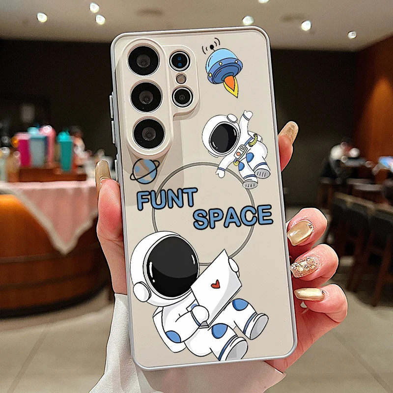 Capa Para Celular Galaxy S23 Fe Com Estampa De Astronauta Fofa E Magnética (cinza).