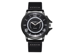 Relógio masculino de quartzo com pulseira de couro PU, estilo casual e profissional.