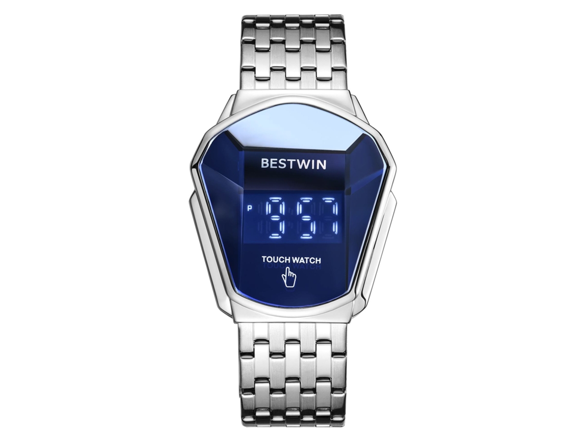 Relógio Masculino Touch MDUG (pulseira de Aço Branca e Azul)