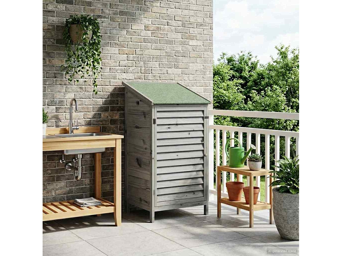 Vidaxl Galpão De Jardim Com Telhado Cinzento 59 X 56 X 113,5 Cm