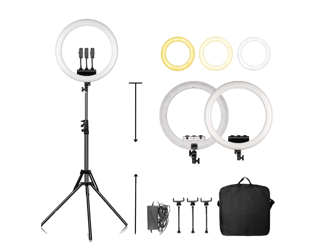 Luz De Anel Rgb De 18 Polegadas, Brilho Ajustável, Alto Cri,d 184cm Tripé Oem