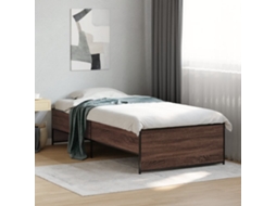 Vidaxl Estrutura De Cama Derivados De Madeira/metal Carvalho Castanho