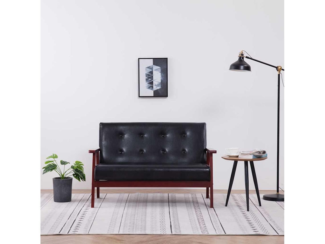 Vidaxl Sofá De 2 Lugares Couro Artificial Preto