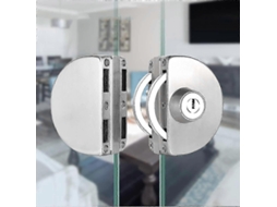 Fechadura De Aço Inoxidável Para Porta Vidro, Sem Necessidade Furação Dupla Vidro Central Deslizante Lucky Vidro.