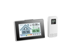 Termómetro e Higrómetro Sem Fios Interior/exterior com Alarme e Calendário, Ecrã Digital Preto para Casa Inteligente STELASPLEN