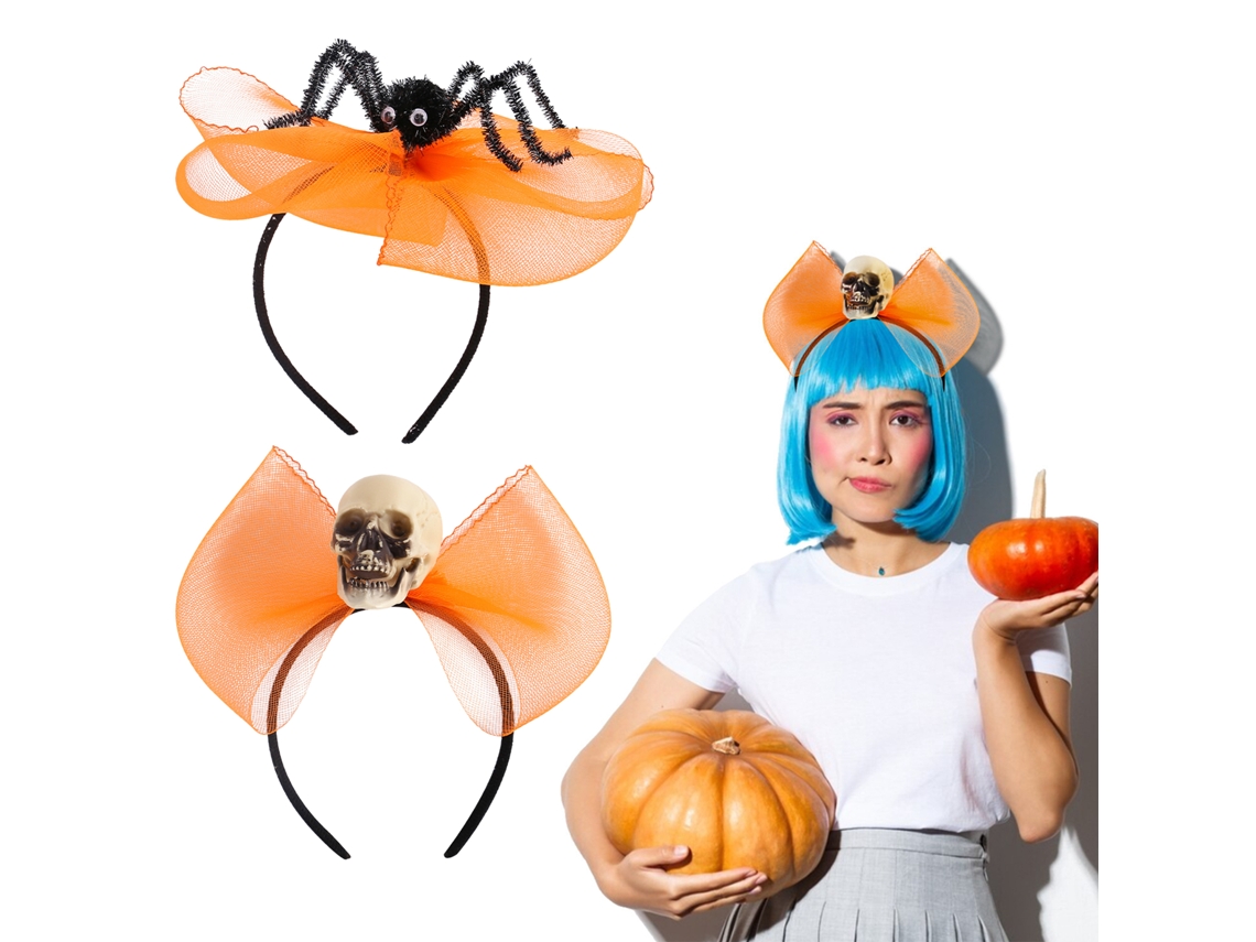 Conjunto de 2 Tiaras Decorativas Halloween com Caveira e Aranha LAXISCREED