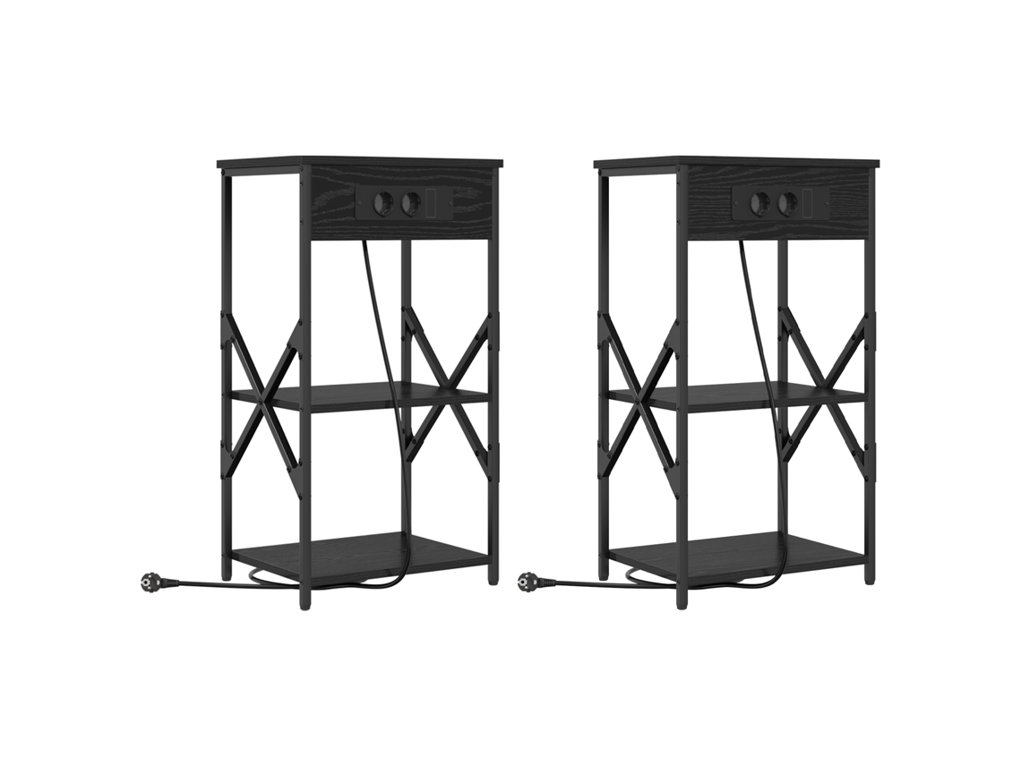 Conjunto 2 Armário De Cabeceira Vidaxl Preto Derivados De Madeira (41 X 31 X 76 Cm)