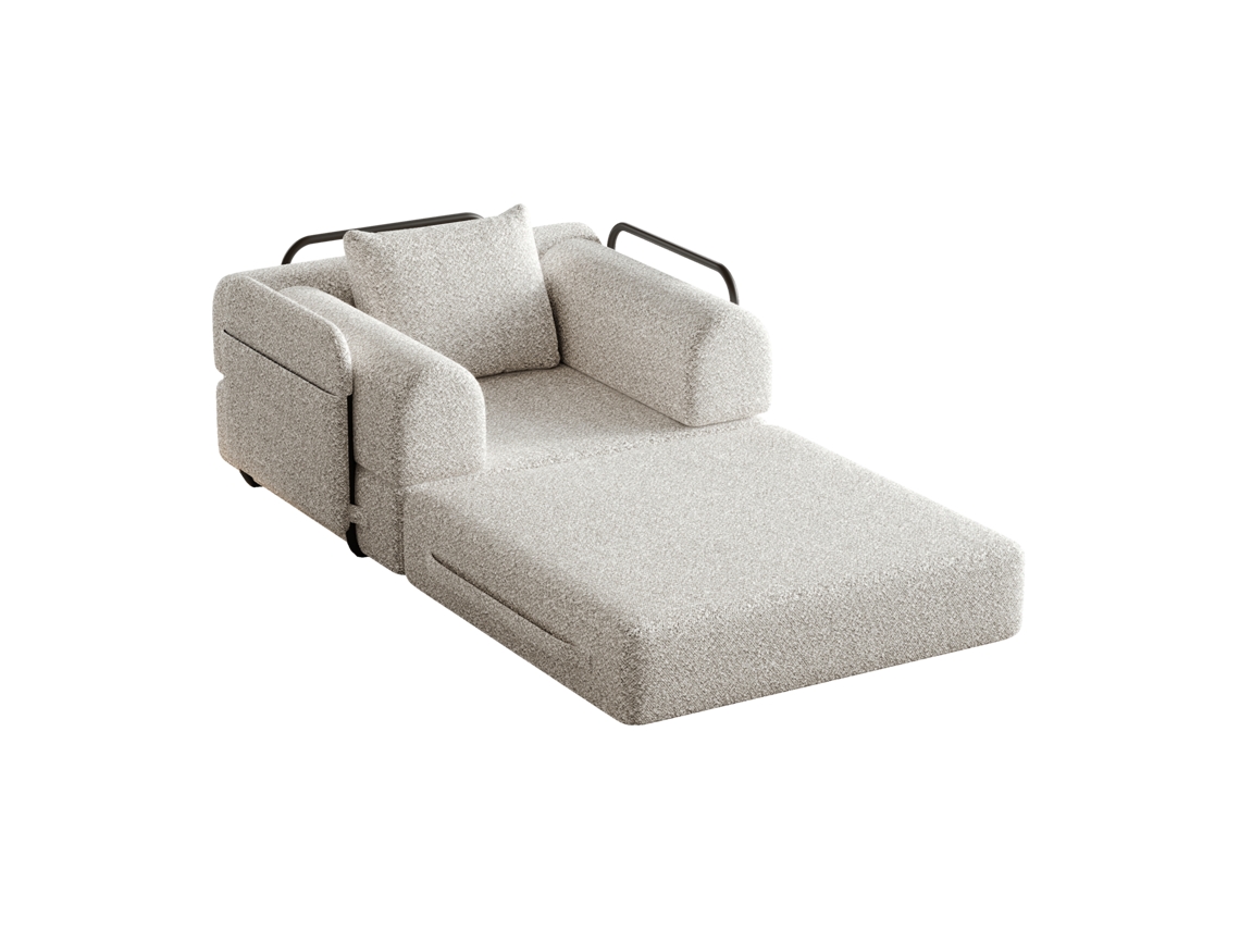 Sofá com função de cama, ângulo ajustável, pernas douradas, almofadas, bolsos laterais ORBITRA COMMERCE