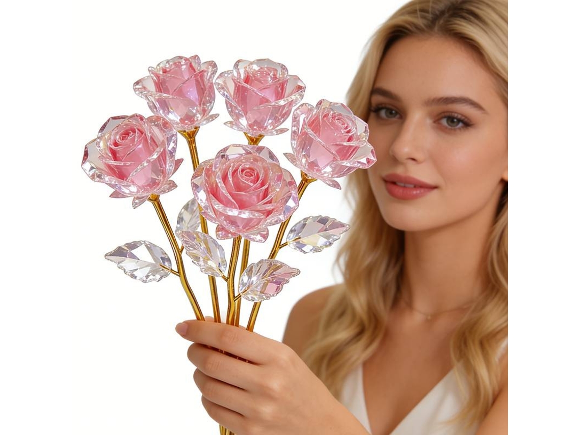 Buquê de 5 Rosas Artificiais, Rosas Preservadas, Presente Romântico, Decoração de Casamento para Casa. AQUAFORGE
